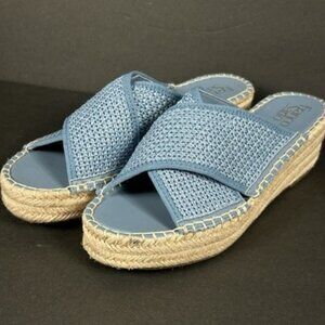 Franco Sarto Women's Size 10 Pamala Sandal‎ Wedge Platform Blue Tan Espadrille